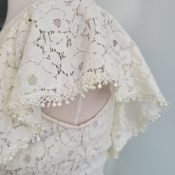 White Lace Mini Dress Spring Rush Coquette Cottagecore Size Small Cream Tone - Picture 6 of 14
